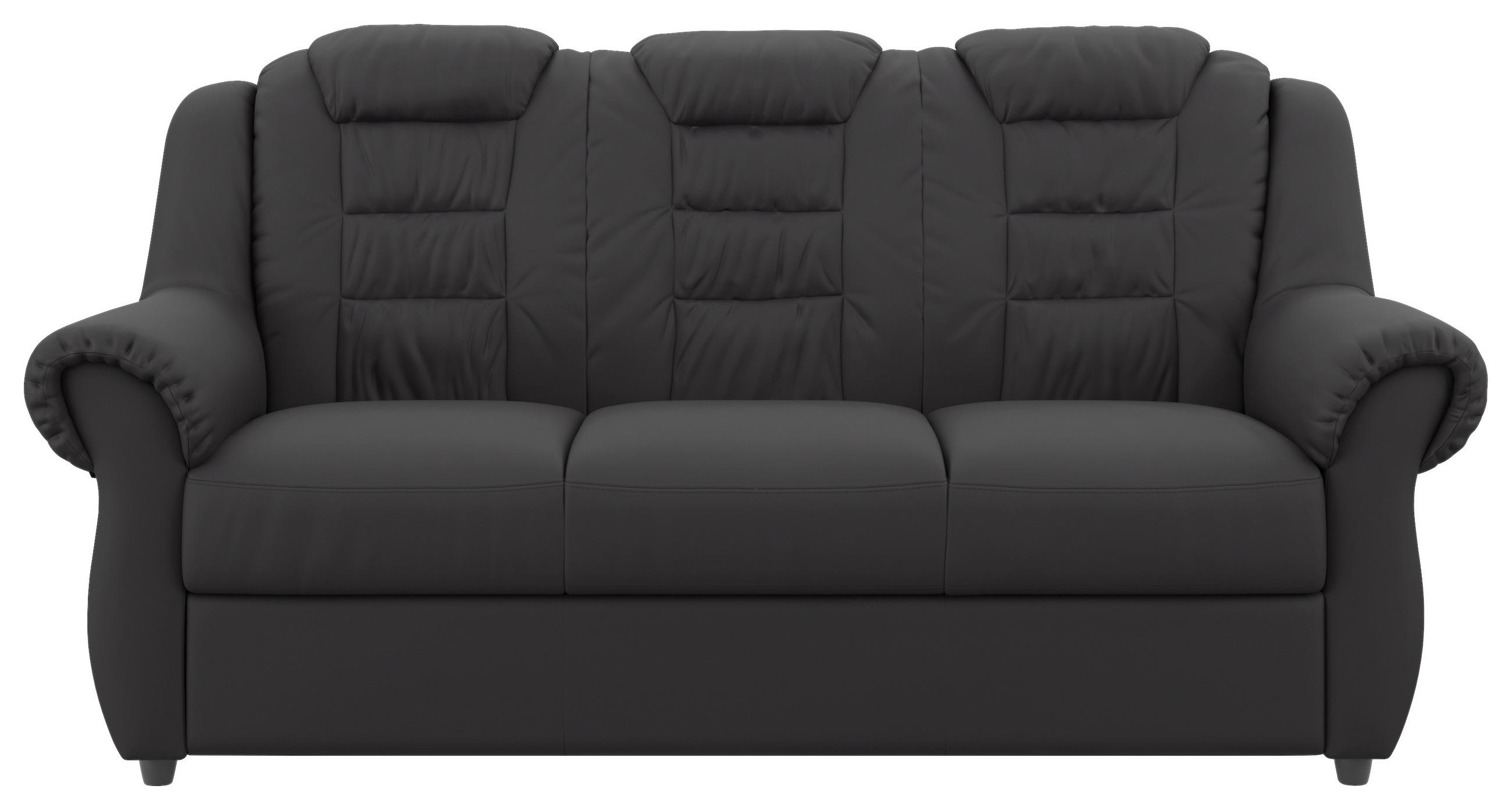3-SITZER-SOFA in Lederlook Schwarz  - Schwarz, Konventionell, Kunststoff/Textil (196/102/101cm) - Livetastic