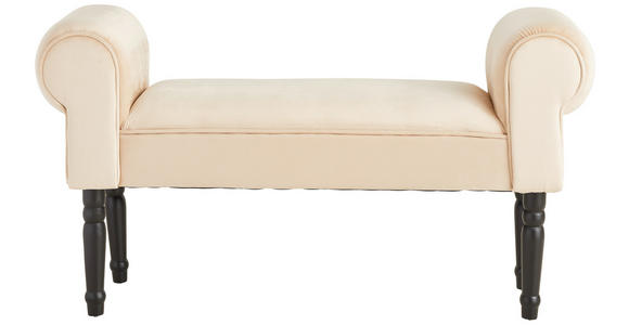 HOCKER Samt Kiefer Schwarz, Beige - Beige/Schwarz, Trend, Holz/Textil (100/54/30cm) - Xora