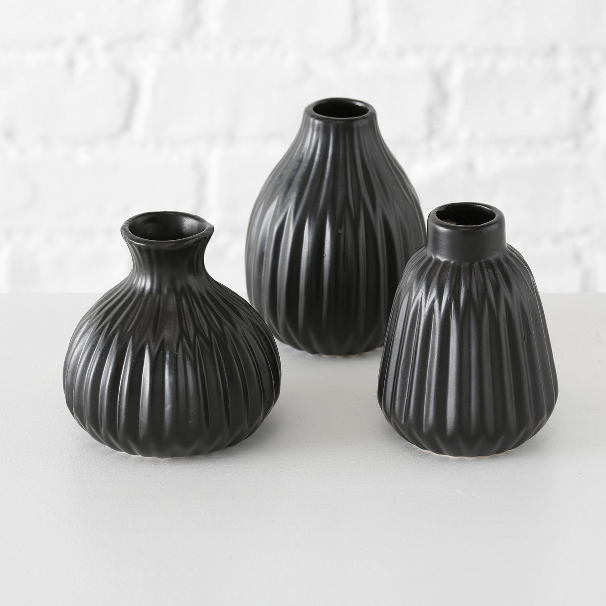 VASE 12 cm  - Schwarz, Design, Keramik (9/12cm)