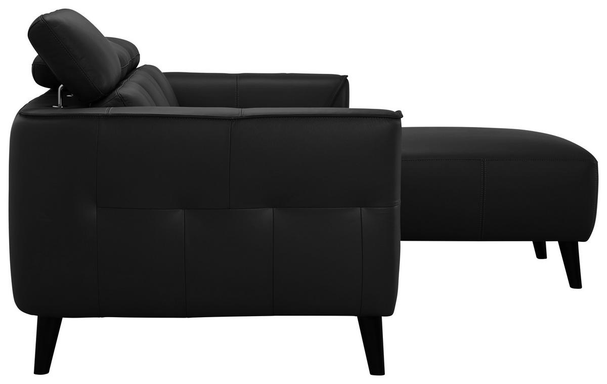 ECKSOFA Schwarz Echtleder  - Schwarz, KONVENTIONELL, Leder (223/92,5/169.5cm) - MID.YOU
