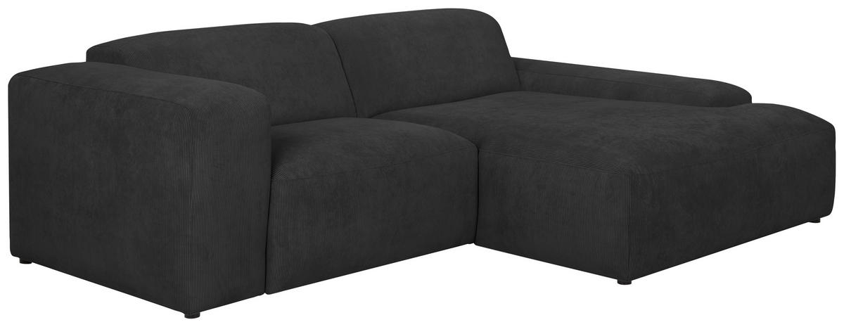 ECKSOFA HANNAH Anthrazit Cord  - Anthrazit/Schwarz, Design, Kunststoff/Textil (252/170cm) - MID.YOU