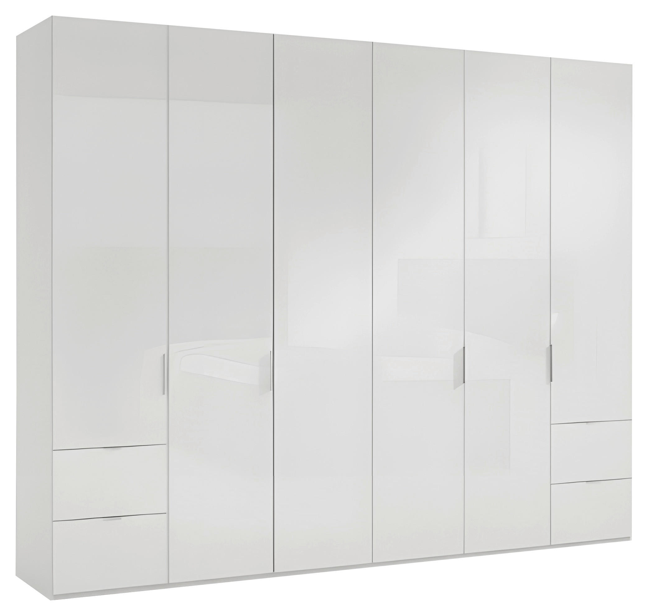 DREHTÜRENSCHRANK 300/216/58 cm,  in Weiß, 6-türig  - Chromfarben/Weiß, Design, Glas/Holzwerkstoff (300/216/58cm) - Novel