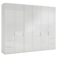 DREHTÜRENSCHRANK 300/216/58 cm,  in Weiß, 6-türig  - Chromfarben/Weiß, Design, Glas/Holzwerkstoff (300/216/58cm) - Novel