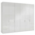 DREHTÜRENSCHRANK 300/216/58 cm,  in Weiß, 6-türig  - Chromfarben/Weiß, Design, Glas/Holzwerkstoff (300/216/58cm) - Novel