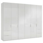 DREHTÜRENSCHRANK 300/216/58 cm,  in Weiß, 6-türig  - Chromfarben/Weiß, Design, Glas/Holzwerkstoff (300/216/58cm) - Novel