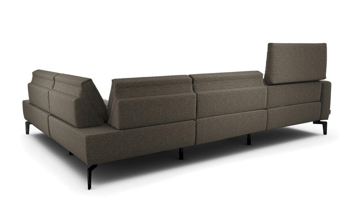 ECKSOFA Cosy Braun Chenille  - Schwarz/Braun, Design, Textil/Metall (296/213cm) - SENSOO