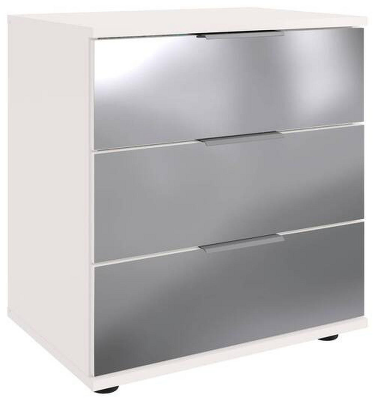 NACHTKÄSTCHEN 52/58/38 cm  in Klar, Weiss, Alufarben  - Klar/Weiss, Modern, Glas/Holzwerkstoff (52/58/38cm) - MID.YOU