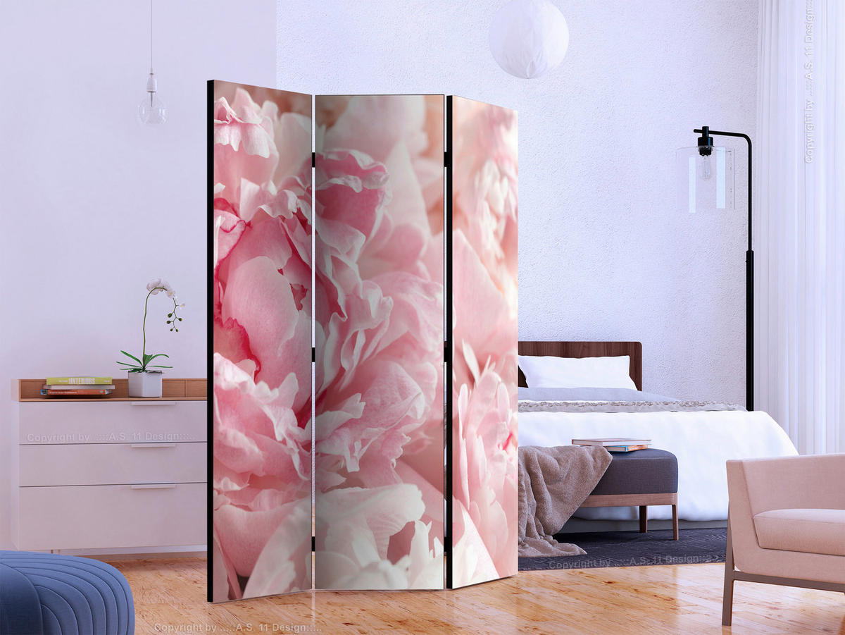 PARAVENT mit 3  Flügel - Pink/Perlmutt, Basics, Holz/Textil (135/172/3cm) - artgeist