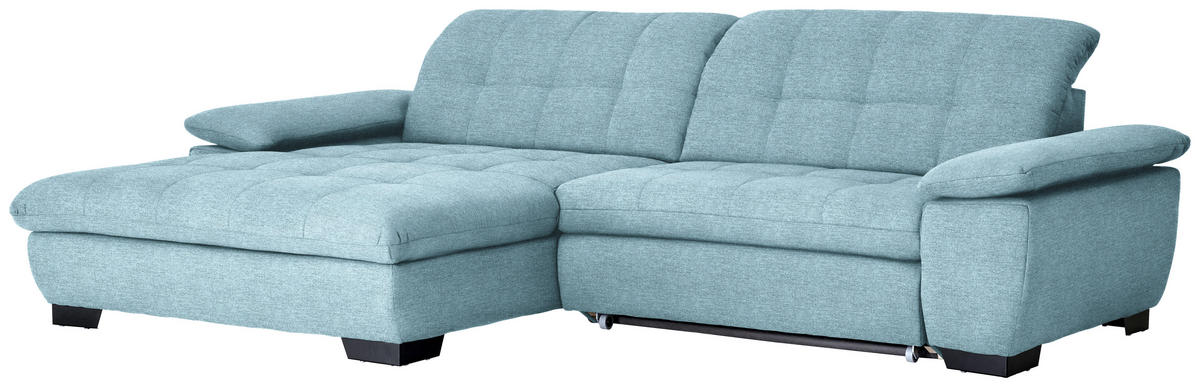 ECKSOFA in Webstoff Hellblau  180/265 cm  - Schwarz/Hellblau, Design, Textil/Metall (180/265cm) - Carryhome