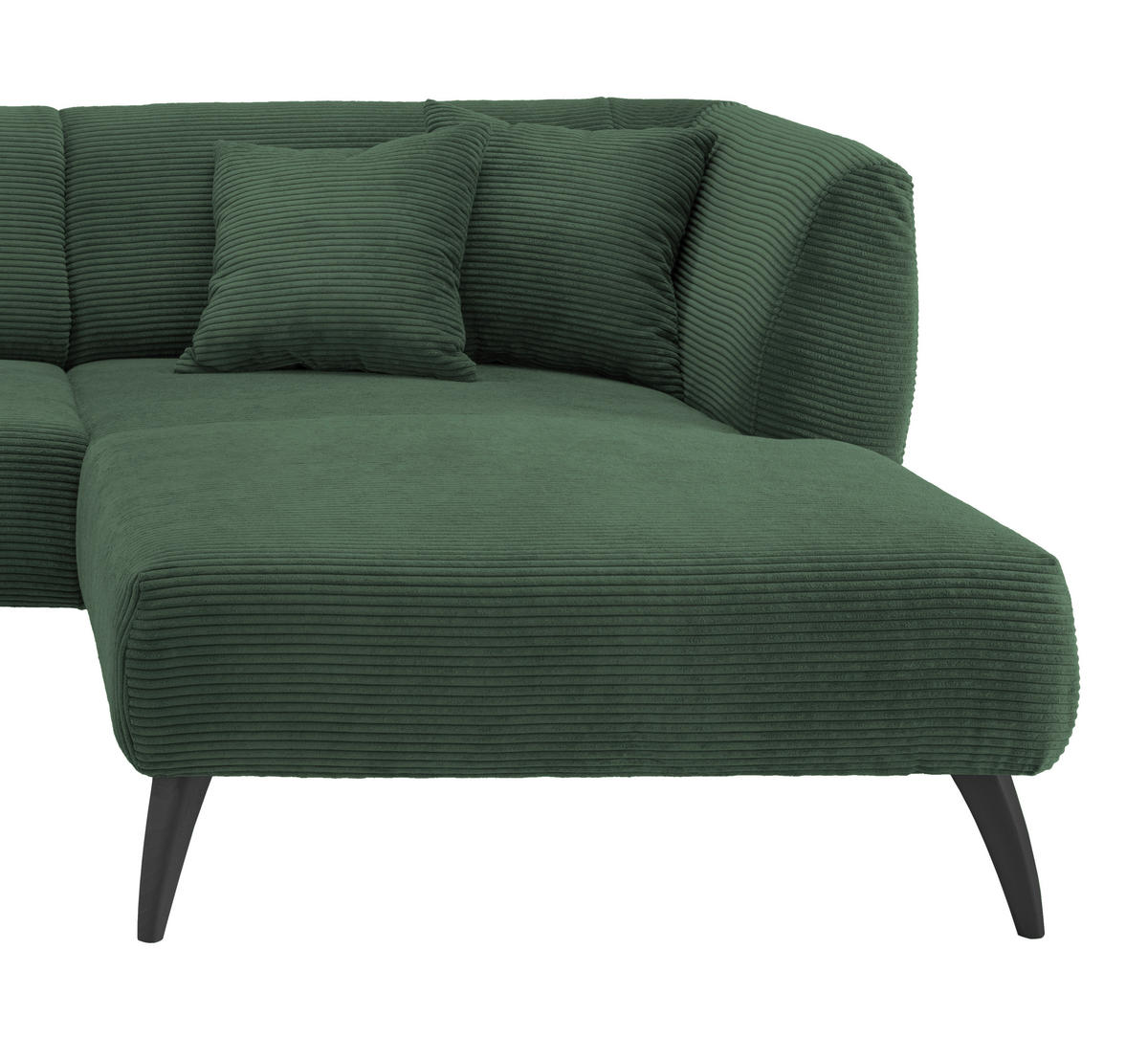 ECKSOFA  in Cord Dunkelgrün  264/160 cm  - Dunkelgrün/Schwarz, MODERN, Holz/Textil (264/160cm) - MID.YOU