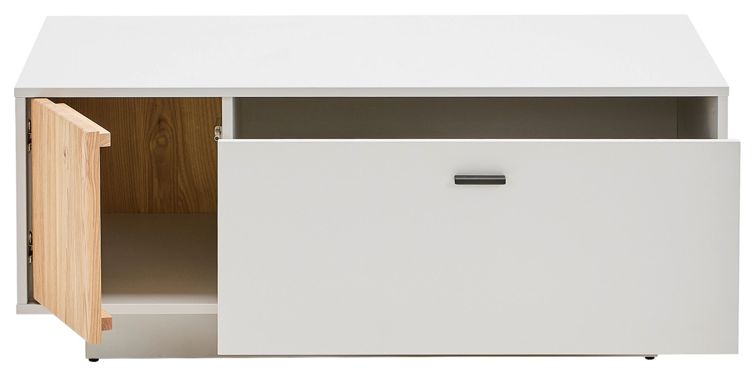 Thumbnail - Hom`in Couchtisch, Esche, Hellgrau, Metall, Esche, massiv, 1 Schublade(n) Schubladen, rechteckig, Sockel, 65x45.5x110 cm...