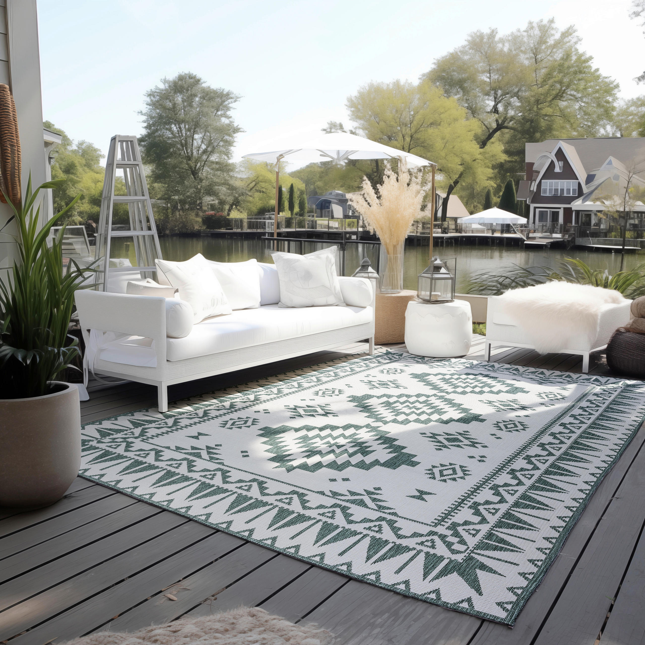 OUTDOORTEPPICH 80/150 cm Gemini Grün, Weiß  - Weiß/Grün, Design, Kunststoff/Textil (80/150cm) - Elle Decoration