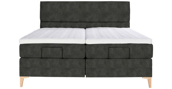 BOXSPRINGBETT 180/200 cm  in Dunkelgrau  - Eichefarben/Dunkelgrau, KONVENTIONELL, Holz/Textil (180/200cm) - Voleo