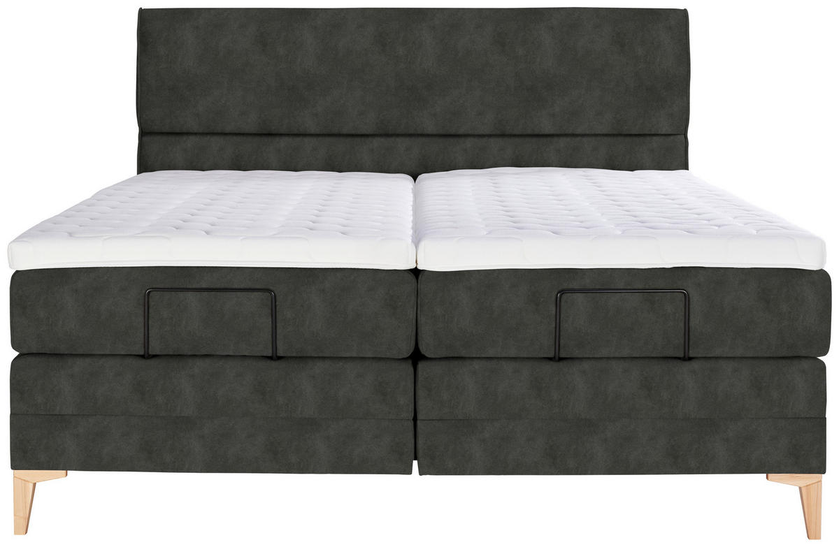 BOXSPRINGBETT 200/200 cm  in Dunkelgrau  - Eichefarben/Dunkelgrau, Konventionell, Holz/Textil (200/200cm) - Voleo