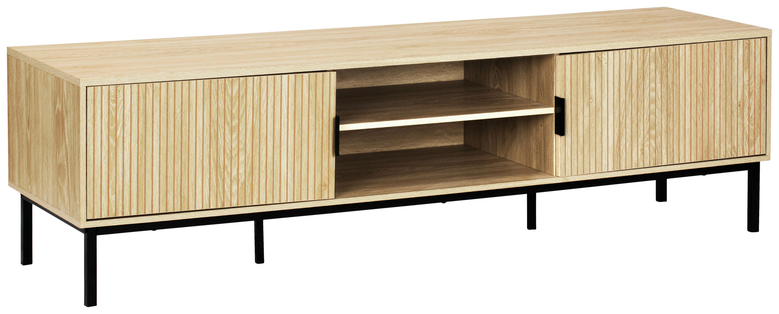 NÍZKA KOMODA, prírodná farba, čierna, 160/45/43 cm - čierna/prírodná farba, Natur, kov/kompozitné drevo (160/45/43cm) - MID.YOU