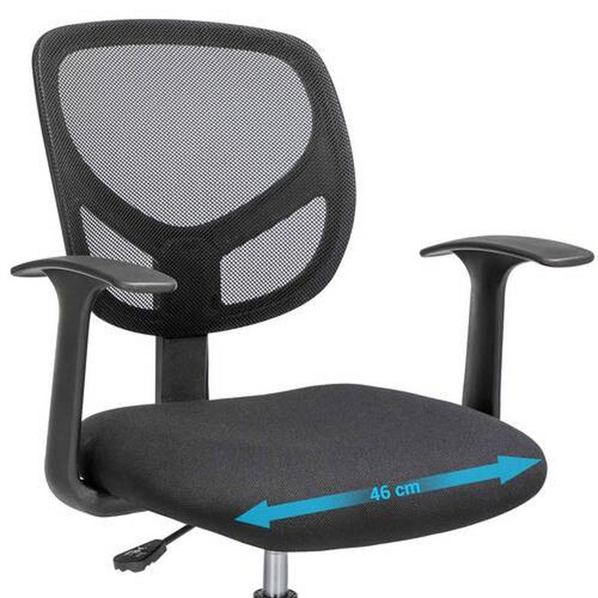 DREHSTUHL Netzbespannung, Webstoff Schwarz, Chromfarben  - Chromfarben/Edelstahlfarben, Basics, Kunststoff/Textil (64/117/64cm) - Boxxx