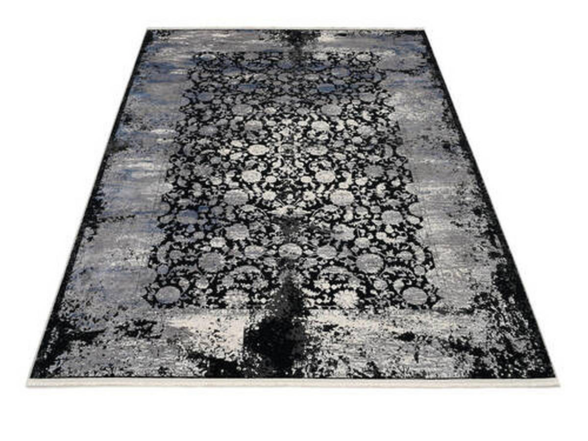WEBTEPPICH 67/130 cm Colorado Flower Grau, Schwarz, Hellgrau, Dunkelgrau  - Dunkelgrau/Hellgrau, Design, Textil (67/130cm) - Musterring