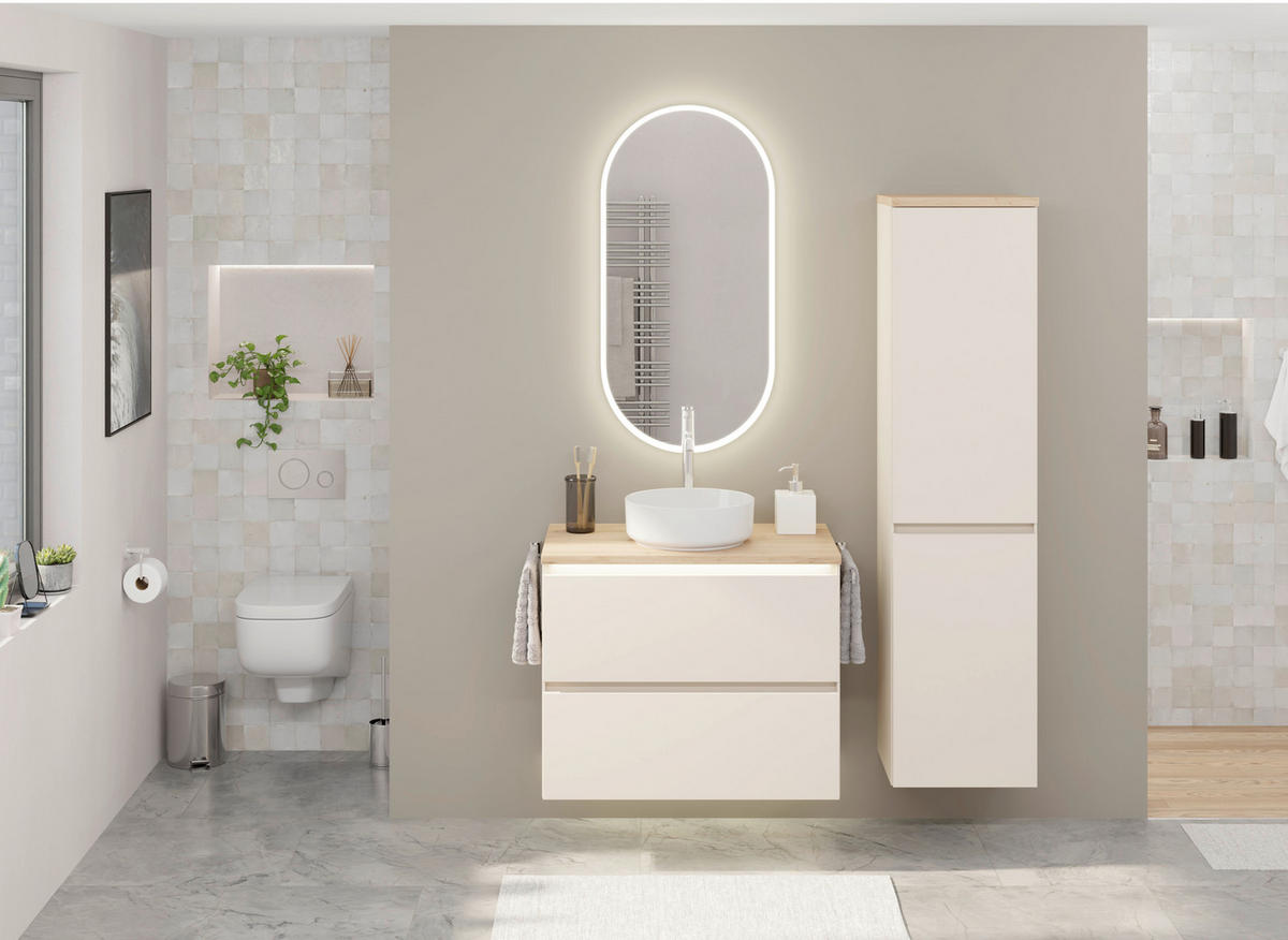 MIDISCHRANK 40,3/159,9/35 cm  - Sandfarben/Eichefarben, MODERN, Glas/Holzwerkstoff (40,3/159,9/35cm) - Celina Home