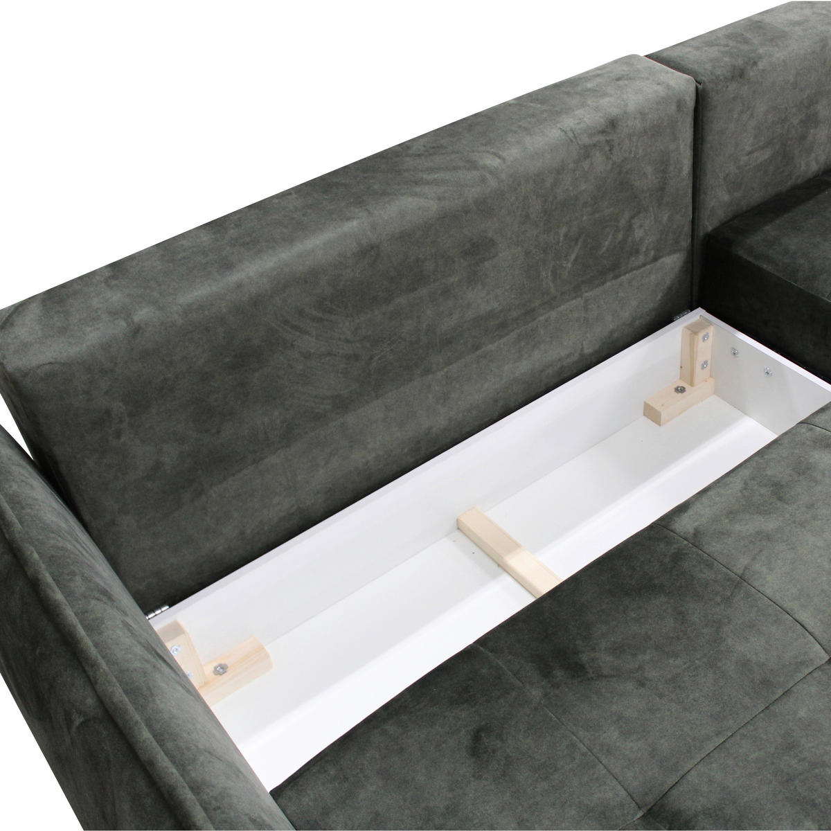 ECKSOFA Grün Velours  - Goldfarben/Grün, Design, Textil/Metall (264/196cm) - MID.YOU