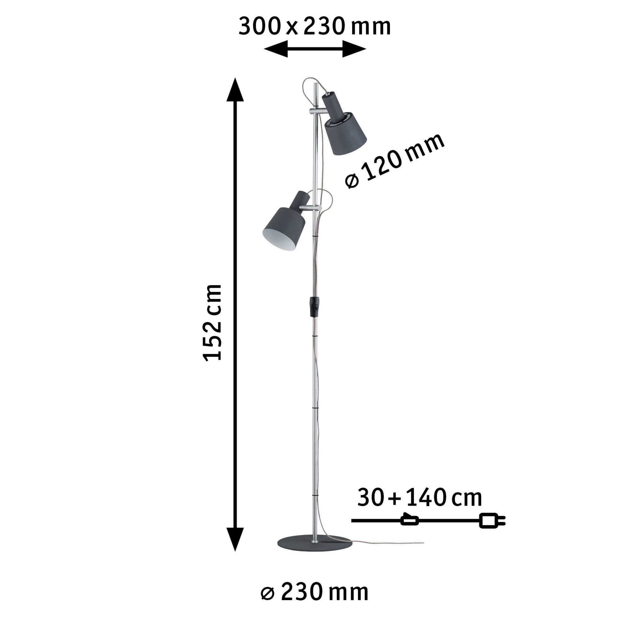 STEHLEUCHTE  30/152 cm   - Chromfarben/Dunkelgrau, Design, Metall (30/152cm) - Paulmann