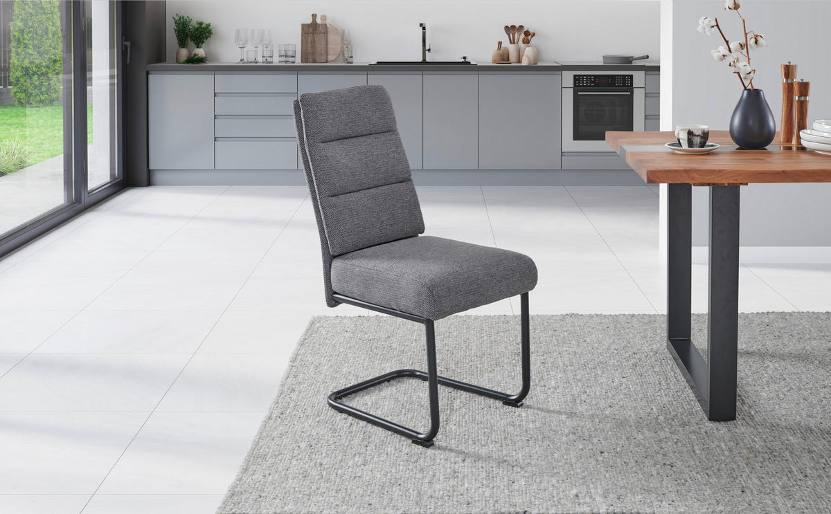 SCHWINGSTUHL  in Eisen Webstoff  - Dunkelgrau/Schwarz, LIFESTYLE, Holz/Textil (45/94/62cm) - MID.YOU