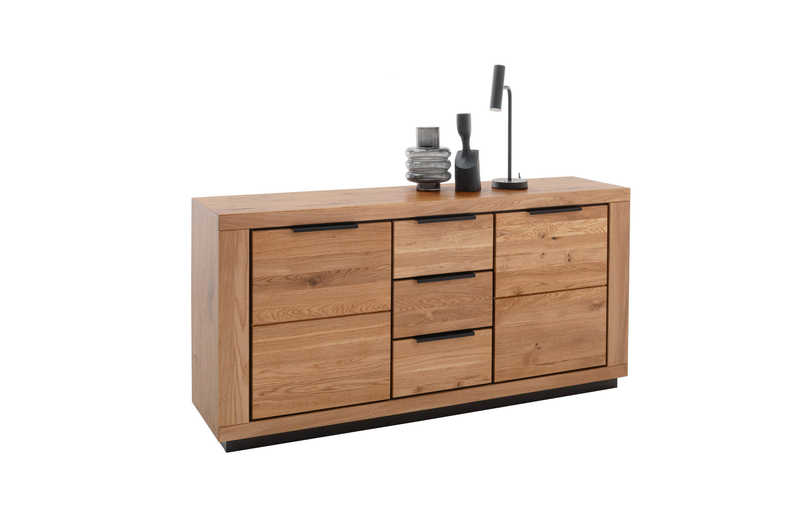 Sideboard Greno T02  in 163/80/40 cm  - Wildeiche/Schwarz, ROMANTIK / LANDHAUS, Holz/Holzwerkstoff (163/80/40cm)