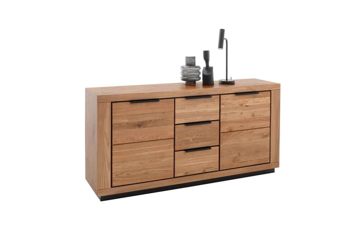Sideboard 163cm Greno 163/80/40 cm  - Wildeiche/Schwarz, ROMANTIK / LANDHAUS, Holz/Holzwerkstoff (163/80/40cm)