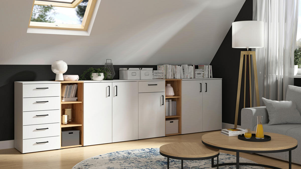 MEHRZWECKSCHRANK 80/195/40 cm  in Weiß  - Anthrazit/Schwarz, MODERN, Holzwerkstoff/Kunststoff (80/195/40cm) - Carryhome