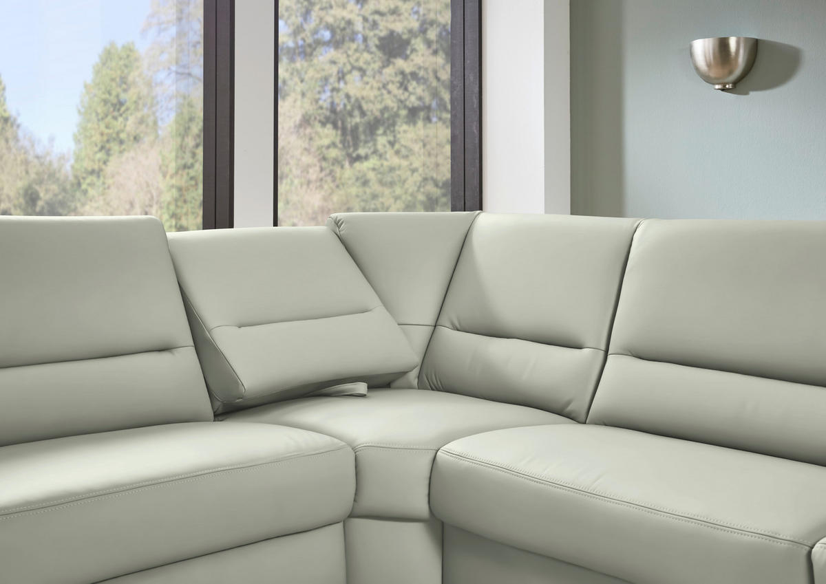 ECKSOFA  in Echtleder Silberfarben  249/290 cm  - Silberfarben/Schwarz, KONVENTIONELL, Leder/Metall (249/290cm) - Beldomo Premium