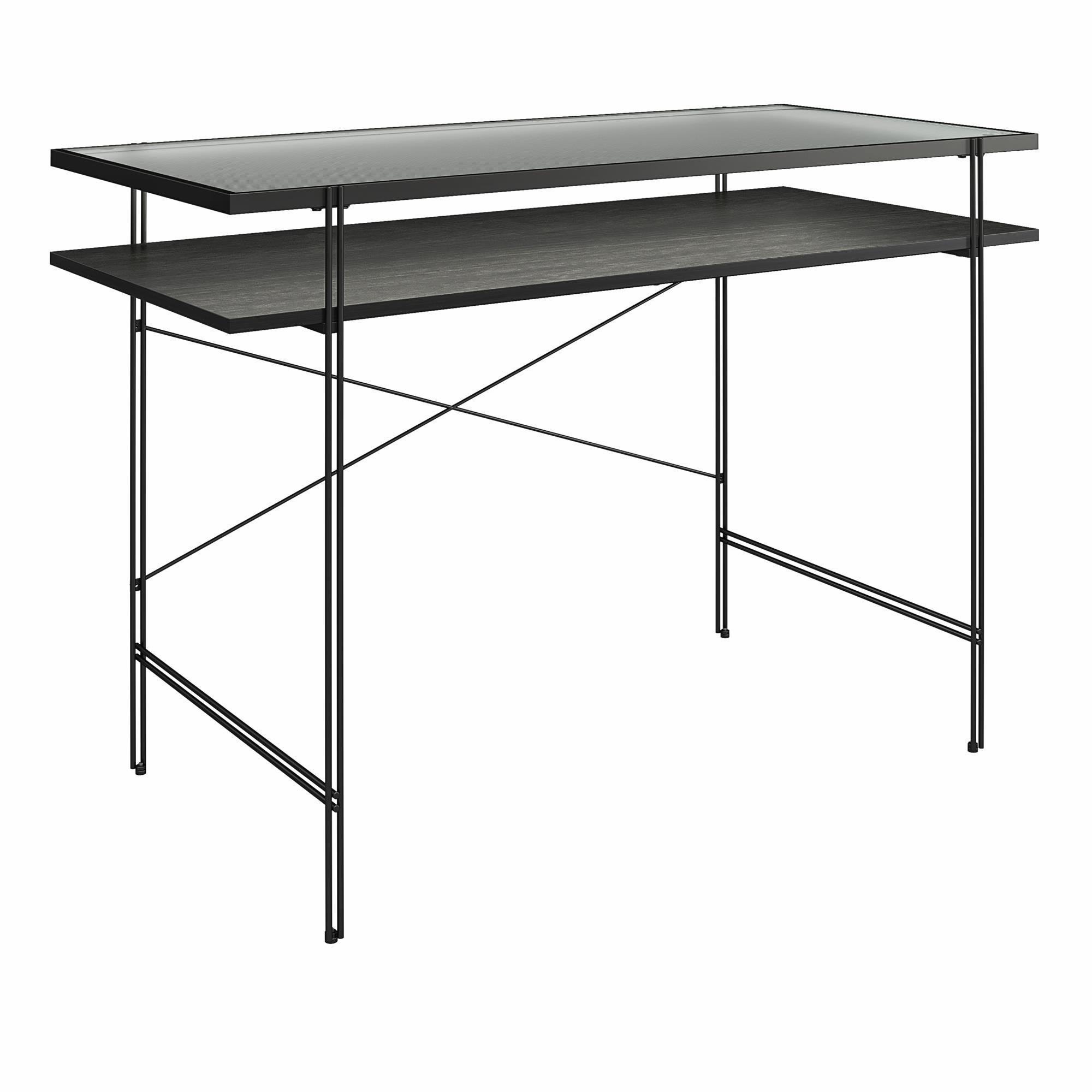 COMPUTERTISCH Schwarz, Eichefarben  - Eichefarben/Schwarz, Design, Holzwerkstoff (110/75/50cm) - MID.YOU