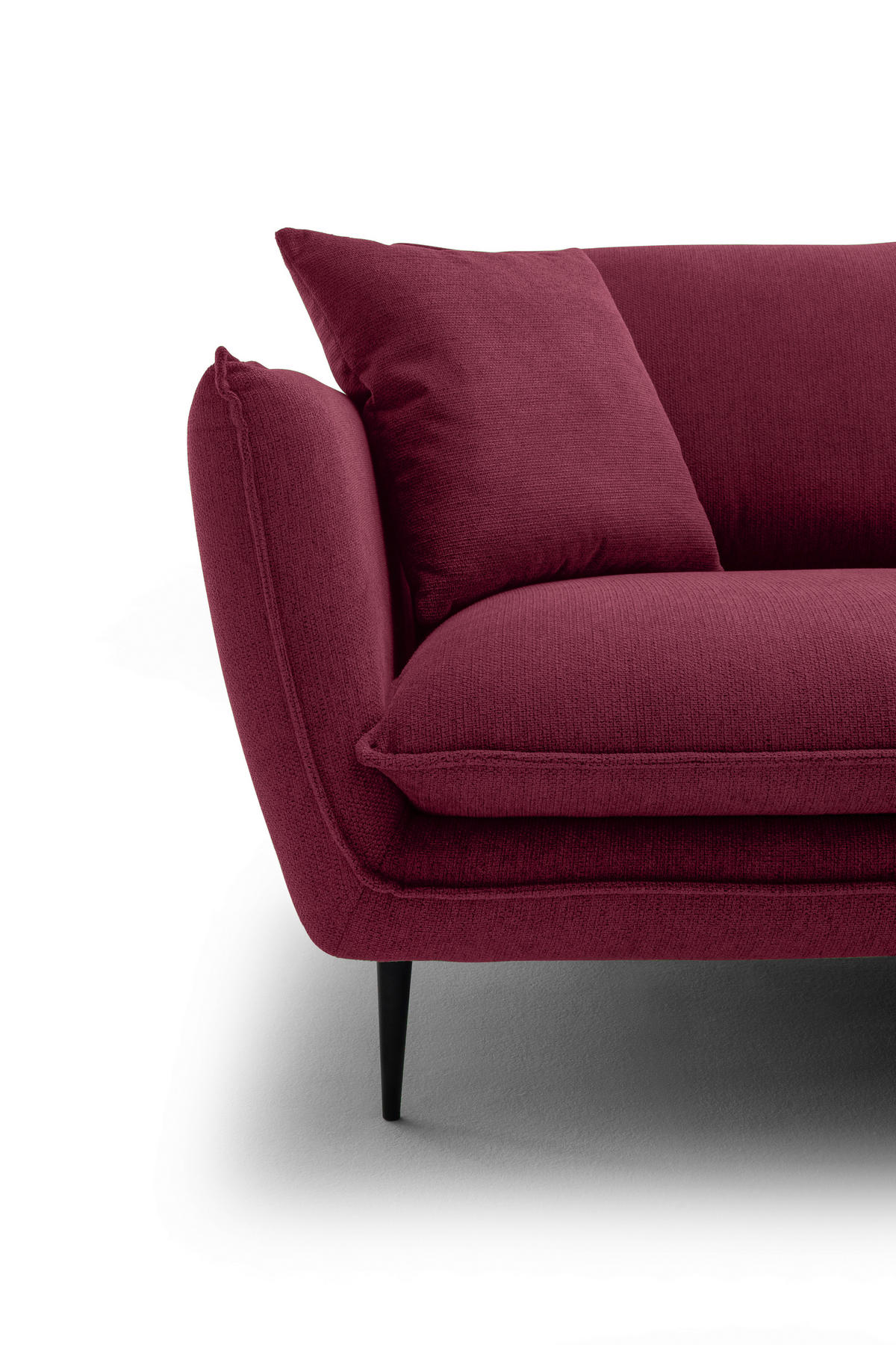 ECKSOFA Bordeaux Webstoff  - Bordeaux/Schwarz, KONVENTIONELL, Textil/Metall (304/196cm) - Hom`in