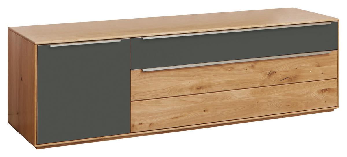 LOWBOARD  in 182/54/50 cm  - Eichefarben/Silberfarben, Design, Glas/Holz (182/54/50cm) - Waldwelt