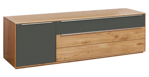 LOWBOARD  in 182/54/50 cm  - Eichefarben/Silberfarben, Design, Glas/Holz (182/54/50cm) - Waldwelt