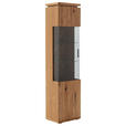 VITRINE in massiv, furniert Balkeneiche Grau, Eichefarben  - Eichefarben/Anthrazit, Natur, Glas/Holz (50/204/37cm) - Linea Natura