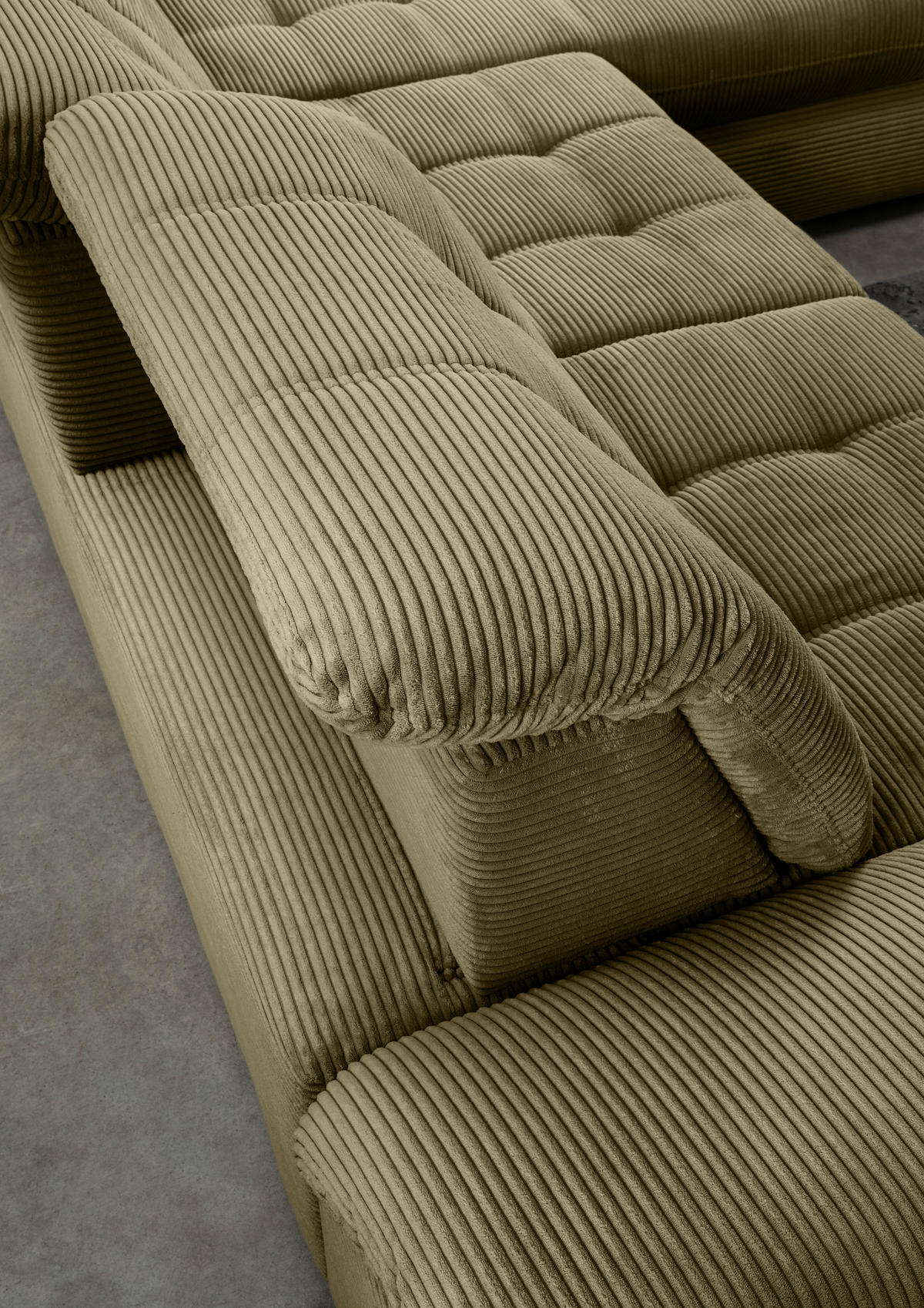ECKSCHLAFSOFA in Cord Olivgrün  - Schwarz/Olivgrün, Modern, Textil/Metall (273/189cm) - Livetastic
