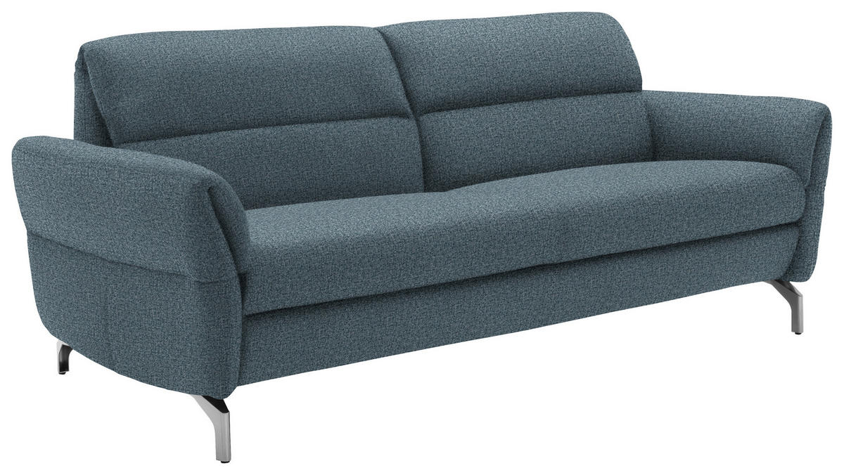 2-SITZER-SOFA in Flachgewebe Blau  - Blau/Nickelfarben, Design, Textil/Metall (186/87/100cm) - Schöner Wohnen