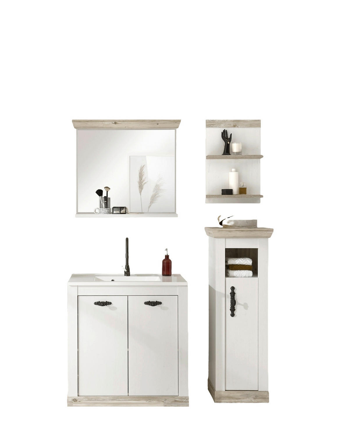 BADEZIMMER 4-teilig  in  - Schwarz/Weiß, Design, Naturmaterialien/Holzwerkstoff (143/200/46cm) - MID.YOU