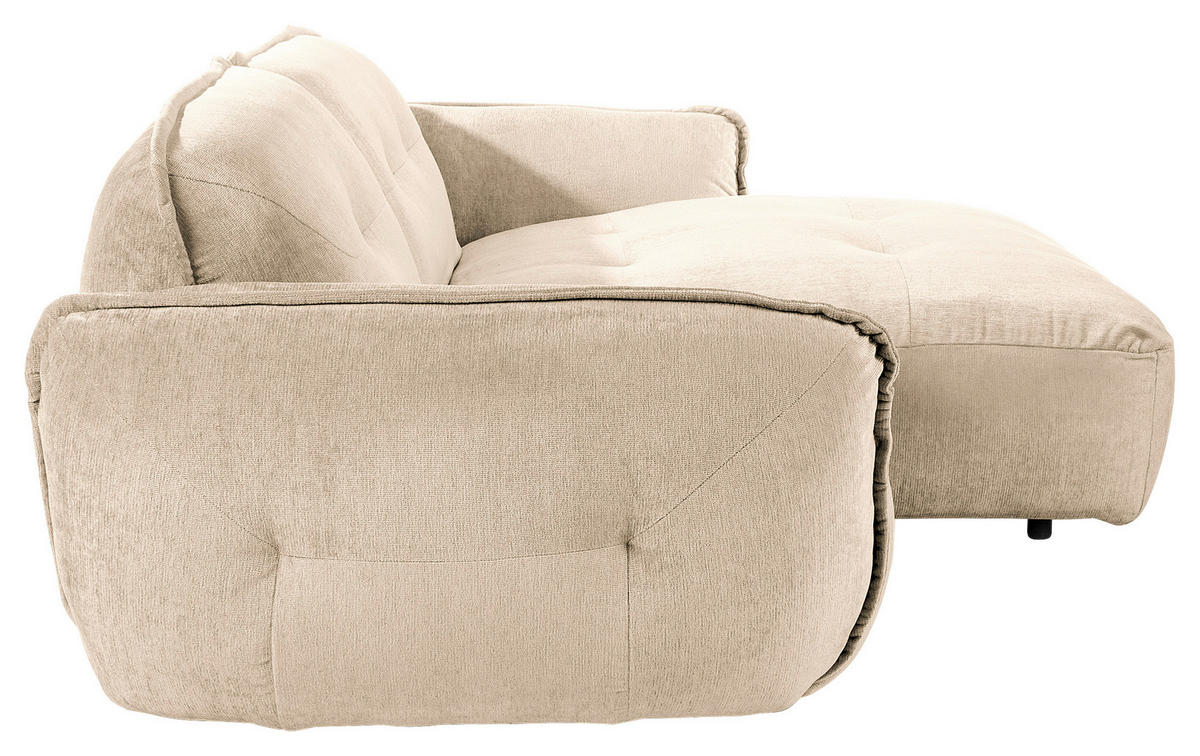 ECKSOFA in Chenille Creme  - Creme/Schwarz, Modern, Kunststoff/Textil (269/184cm) - Trendmanufaktur