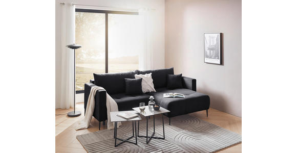 ECKSOFA in Velours Schwarz  - Schwarz, KONVENTIONELL, Textil/Metall (226/155cm) - Carryhome