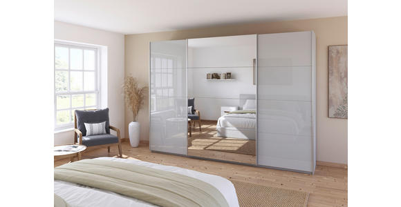 SCHWEBETÜRENSCHRANK in Seidengrau - Seidengrau/Alufarben, KONVENTIONELL, Glas/Holzwerkstoff (315/210/62cm) - Xora