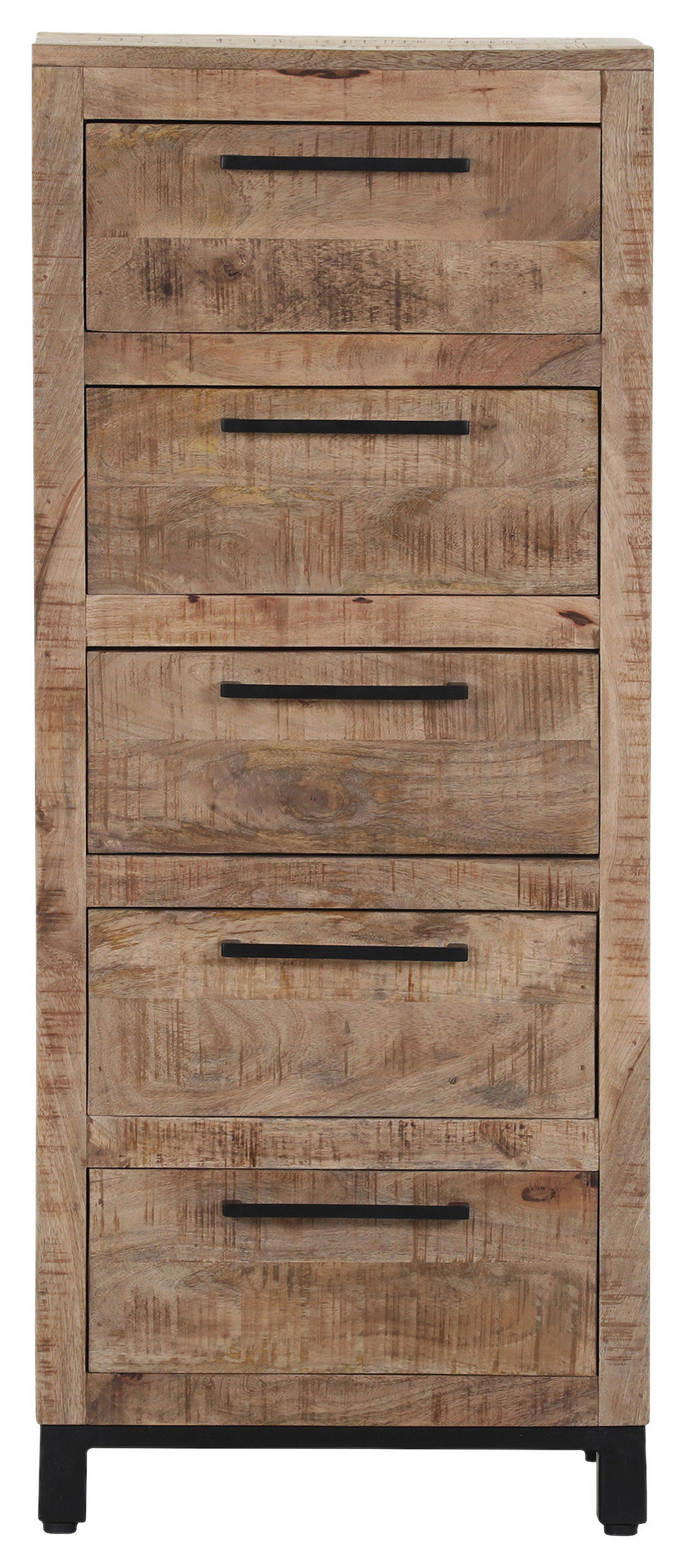 KOMMODE RIO, 50/120/40 cm, 5 Schublade(n)  - Schwarz/Naturfarben, Design, Holz/Metall (50/120/40cm) - Landscape