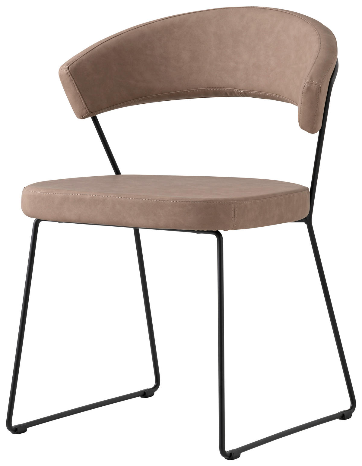 STUHL - Hellbraun/Schwarz, Design, Textil/Metall (57/75,5/52cm) - Connubia 