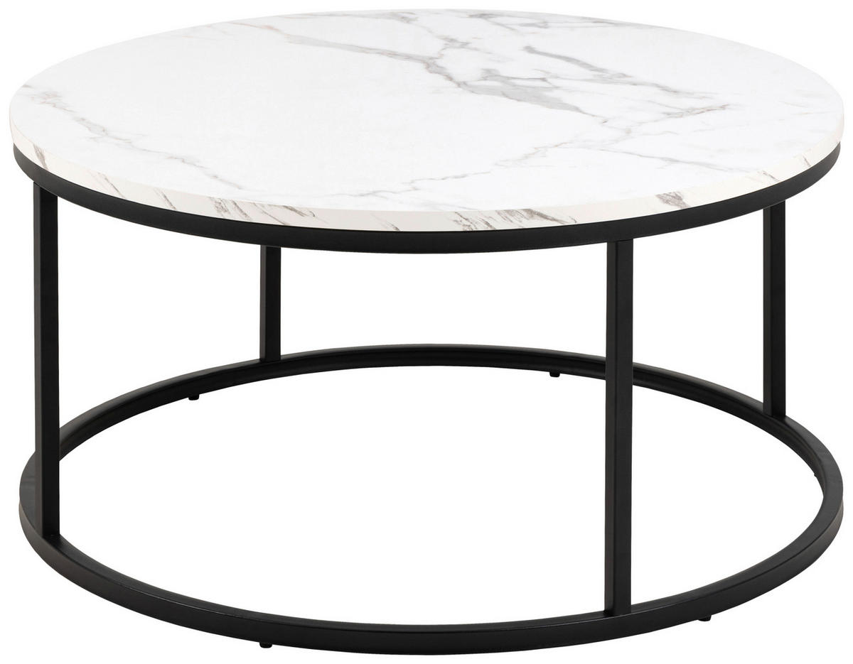 COUCHTISCH rund Schwarz, Weiß  - Schwarz/Weiß, Design, Holzwerkstoff/Metall (80/40/80cm) - MID.YOU