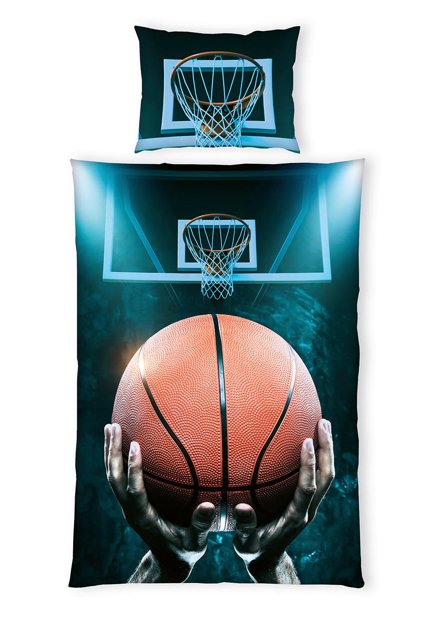 POSTELJINA ZA MLADE 140/200 cm  BASKETBALL  - narančasta/crna, Basics, tekstil (140/200cm) - Ben'n'jen