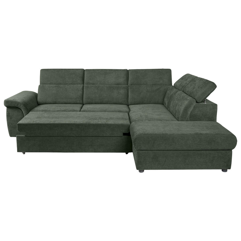 Thumbnail - Carryhome Ecksofa, Dunkelgrün, Textil, 4-Sitzer, Ottomane rechts, L-Form, 280x235 cm, Stoffauswahl, Liegefunktion, seite...