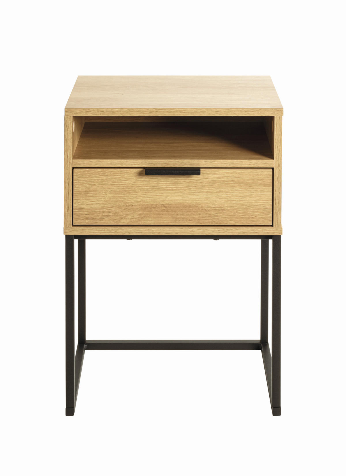 NACHTSCHRANK 40/60/28 cm  - Eichefarben/Schwarz, MODERN, Holzwerkstoff/Metall (40/60/28cm)