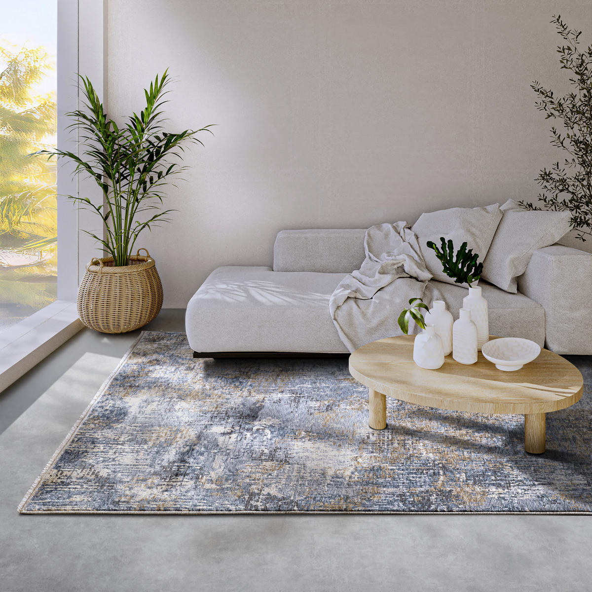 FLACHWEBETEPPICH 160/225 cm Kollektion 1871 Blau, Creme rechteckig  - Blau/Creme, Design, Kunststoff (160/225cm) - Villeroy & Boch