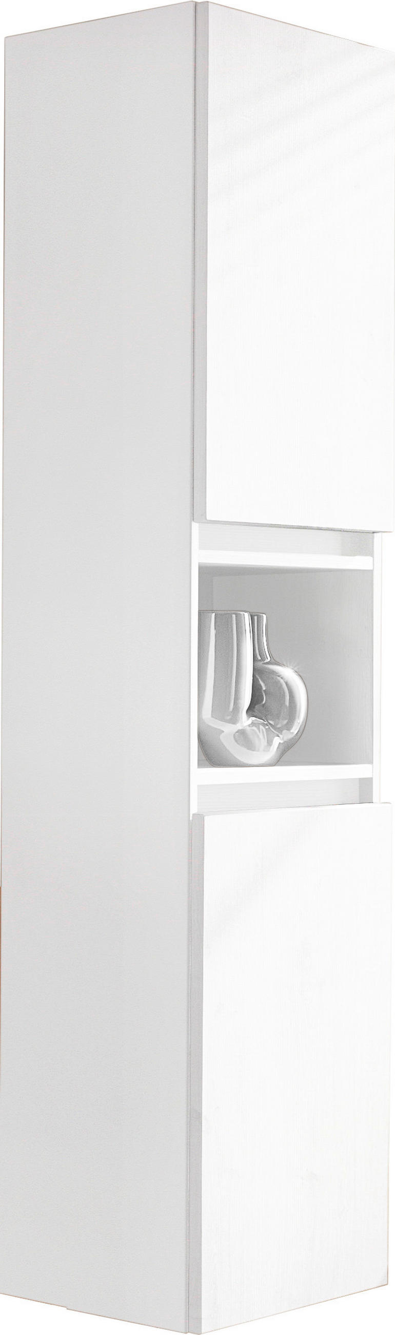 HOCHSCHRANK 40/163/30 cm  - Weiß Hochglanz/Weiß, Design, Glas/Holzwerkstoff (40/163/30cm) - Novel