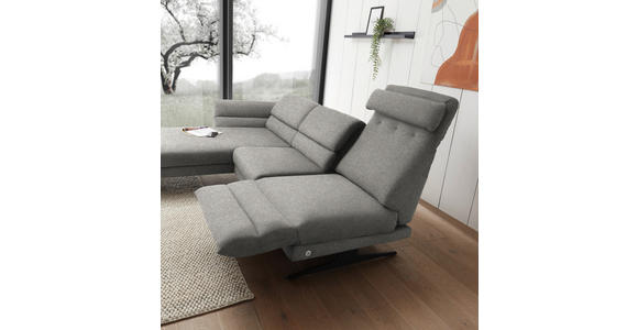 ECKSOFA Hellgrau Flachgewebe  - Hellgrau/Schwarz, Design, Textil/Metall (176-217/279-327cm) - Dieter Knoll