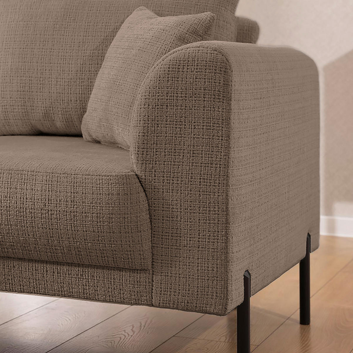 ECKSOFA Mauris Taupe Chenille Rückenkissen  - Taupe/Creme, Design, Kunststoff/Textil (200/233cm) - Livetastic